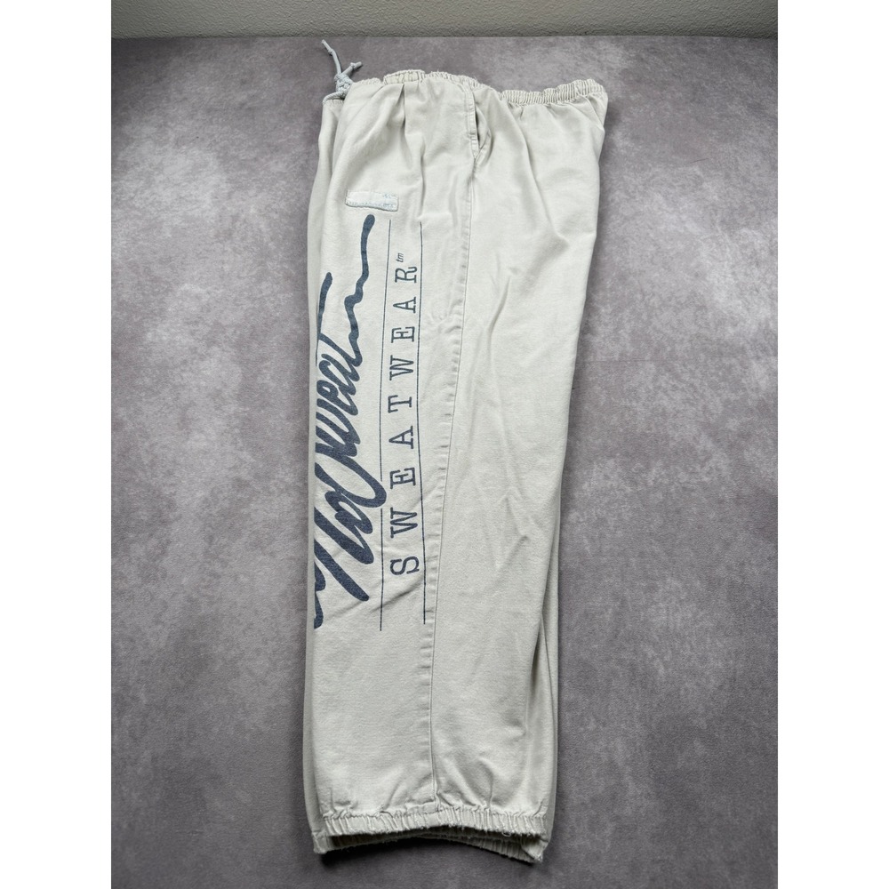 VTG 90s No Sweat Sweatwear Sugar Sack Cotton Pants Cream Mens One Size USA - Picture 2 of 16